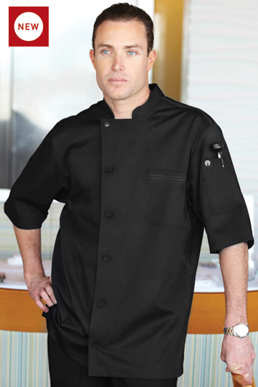 Picture of Chef Works - VSSS-BBK - Valais Black V Series SS Tunic Coat